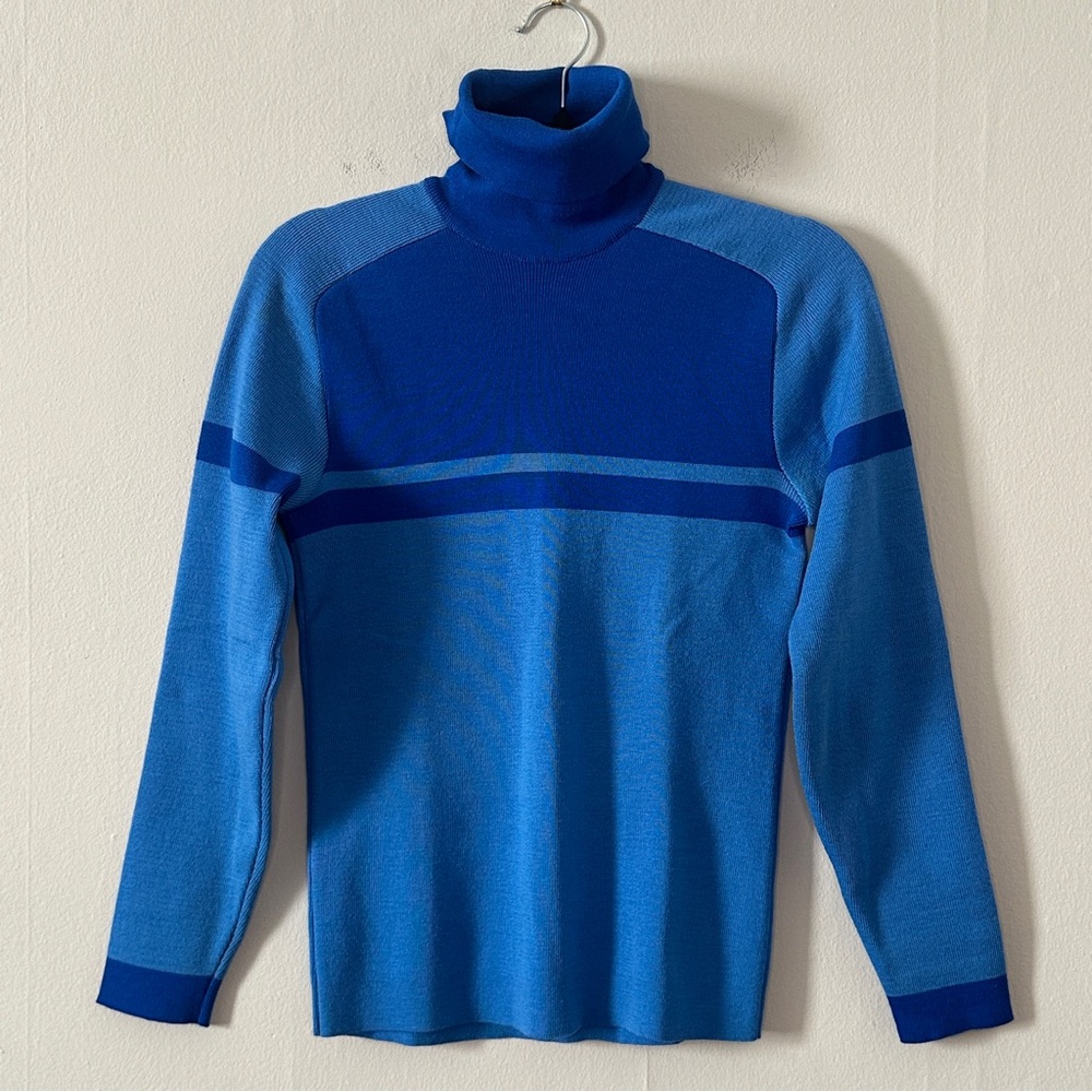 Demetre Modern Vintage pure virgin wool turtleneck sweater, blue size L